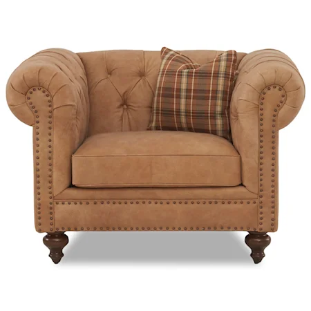 Traditional Tufted Chair and 1/2 with Nailheads